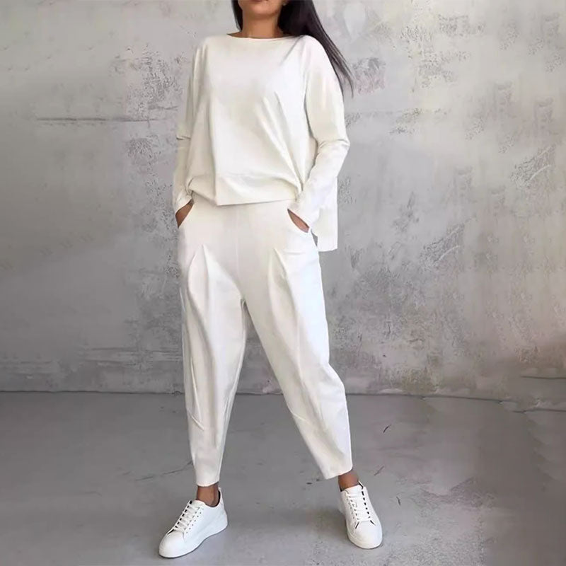 Stephanie | Two-Piece Set with Long Sleeve Top and Loose Pants
