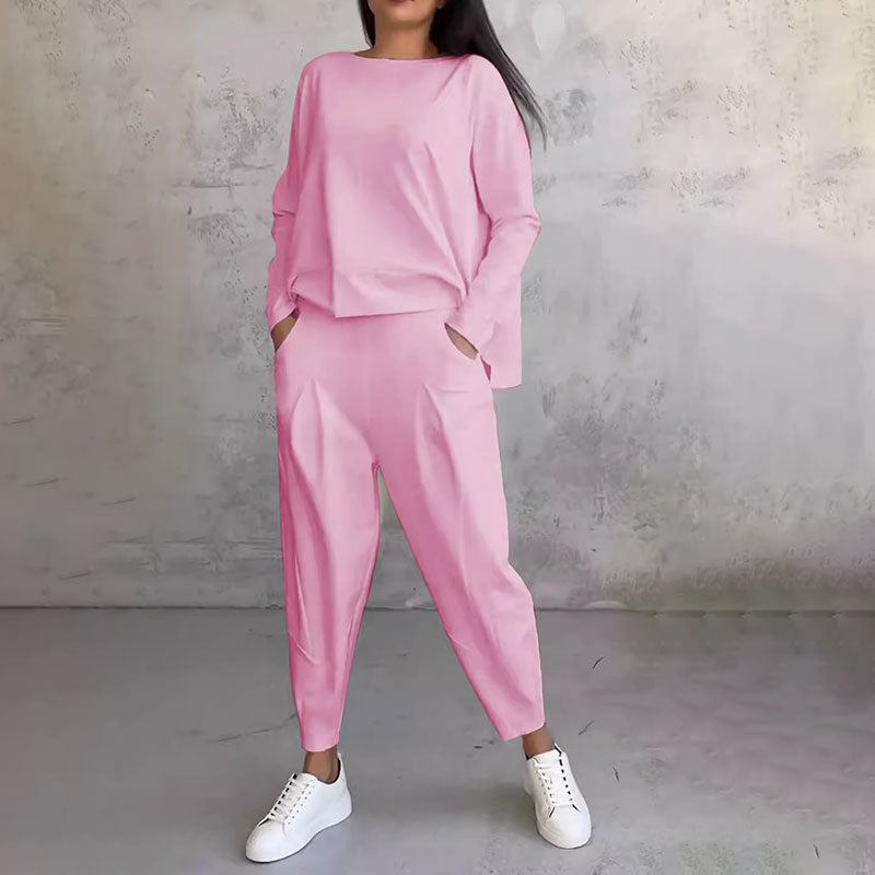 Stephanie | Two-Piece Set with Long Sleeve Top and Loose Pants