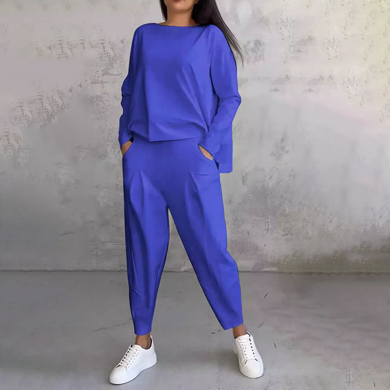 Stephanie | Two-Piece Set with Long Sleeve Top and Loose Pants