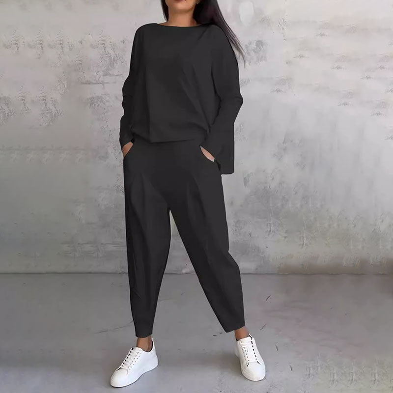 Stephanie | Two-Piece Set with Long Sleeve Top and Loose Pants