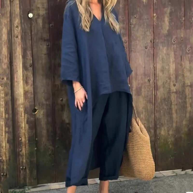 Abby | 2-Piece Set With Loose Pockets And V-Neck