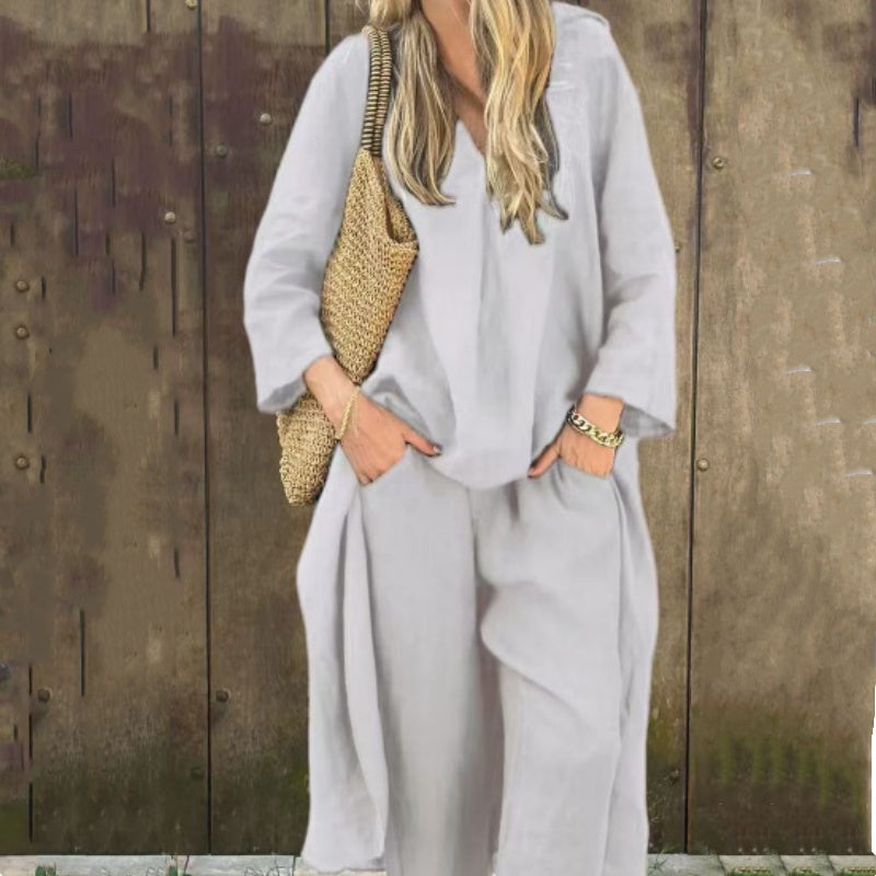 Abby | 2-Piece Set With Loose Pockets And V-Neck