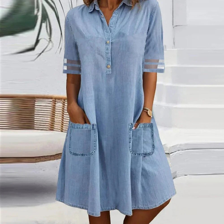 Dominique | Elegant Denim Dress with Side Pockets